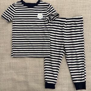 Tahari Boys Navy and White Striped Kids Pajama Set, Size: 12 months